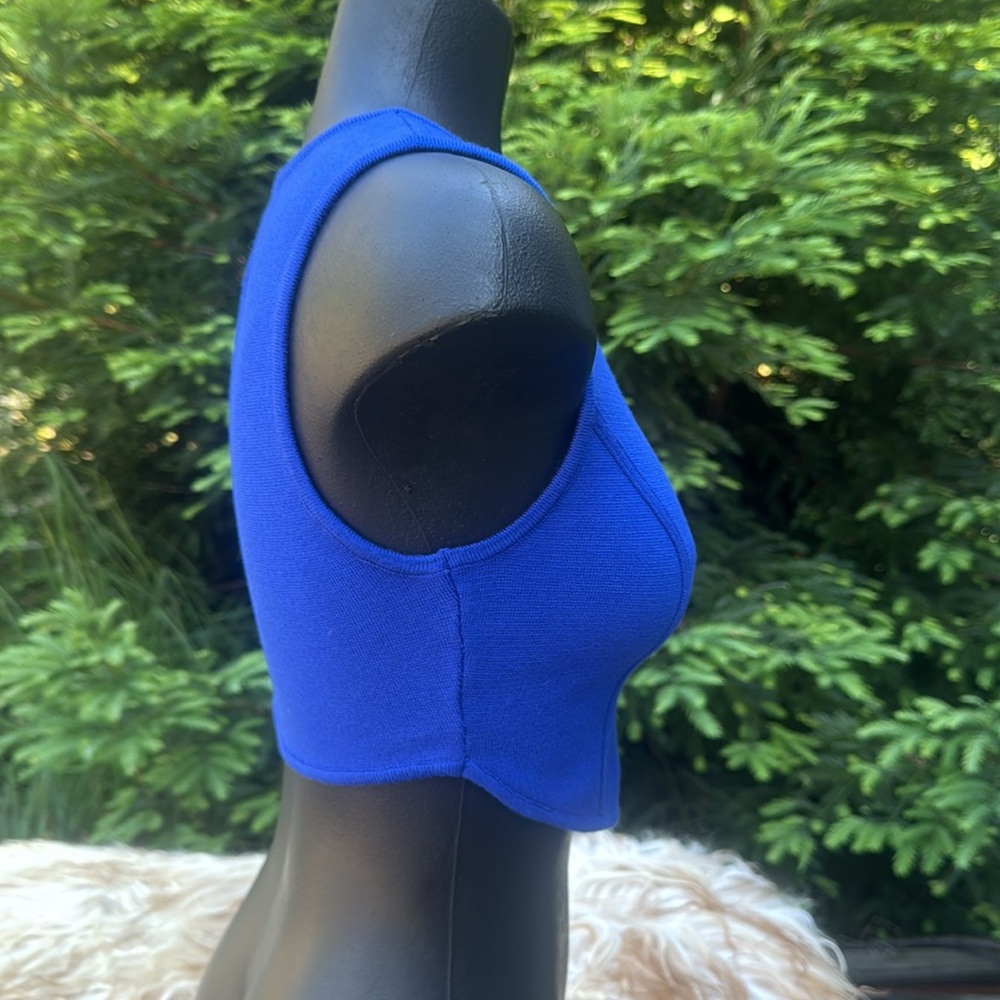 House Of Harlow 1960 NWOT “Corset” Stretchy Blue Knit Tank Crop Top summer sz XS - Picture 3 of 8